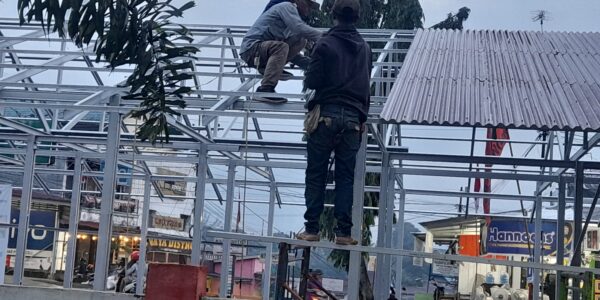 Pekerja Relokasi Pasar Purwodadi Arga Makmur Abaikan Kelengkapan APD
